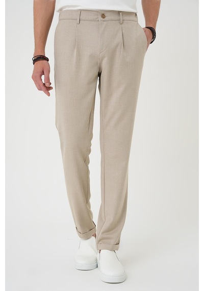 Efor Comfort Fit Beli Lastikli Pileli Bej Jogger Pantolon P 1182 Bej