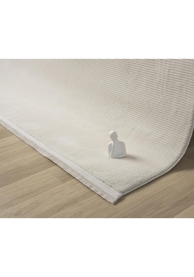 Mariesse Home Artes Serisi Bambu Dokulu Modern Sık Dokuma Koridor Kesme Yolluk Dokuma Makine Halısı Krem