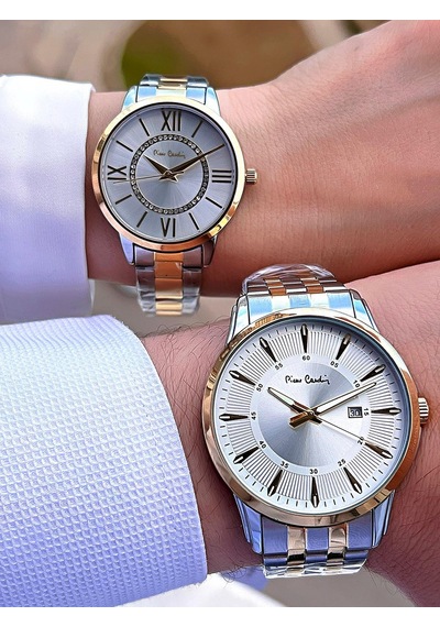 Pierre Cardin Bay Ve Bayan Çiftlere Özel Çelik Kordon Çift Kol Saati 30 Mt Su Gecirmez Cf.pr80002.m2 Gümüş - Sarı