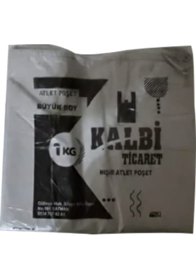 Kalbi Ticaret Kırık Beyaz Poşet Kalın Atlet Poşet Büyük Boy 1 KG