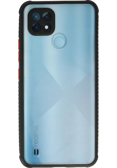 Newface Realme C21 Kılıf Miami Şeffaf Silikon - Siyah Şeffaf Siyah