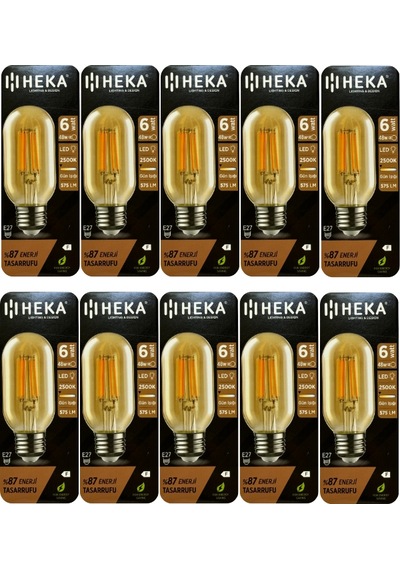 10 Adet Heka 6w 48w 2500k Günışığı E27 Duylu Kalın Duy Şeffaf Led Ampul