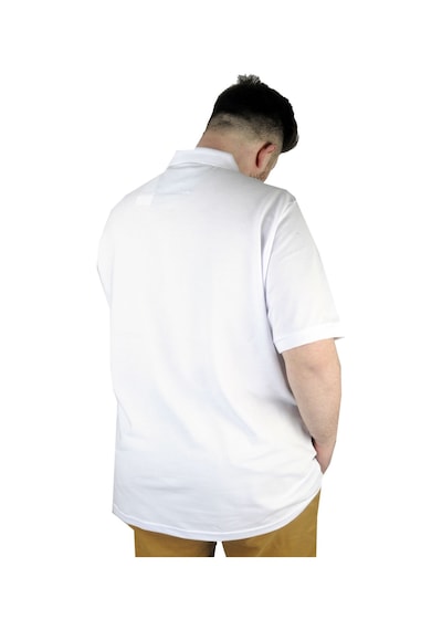 Mode Xl Battal Beden Erkek Tshirt Polo Yaka Nakışlı Klasik Pike 20553 Beyaz 001