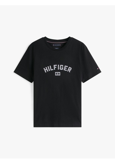 Tommy Hilfiger Hılfıger Flock Tee Erkek Siyah T-shirt - Mw0mw39357