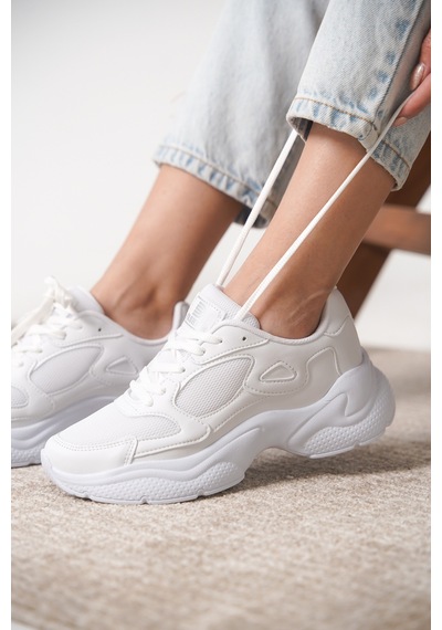 Daxtors Garantili D1152 Günlük Ortopedik Kadın Sneaker Spor Ayakkabı Beyaz