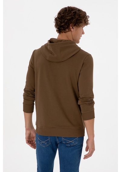 U.S. Polo Assn. Erkek Regular Fit Kapüşonlu Haki Basic Sweatshirt 50315663-VR027
