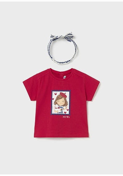 Mayoral Kız Bebek Kısa Kollu T-shirt Ve Saç Bandı Set Kırmızı 01081