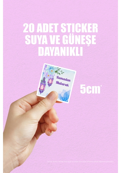 Ramadan Mubarak 2 Ramazan Telefon Laptop Bullet Journal Yapışkanlı Folyo Sticker Paketi 20 Adet Çok Renkli