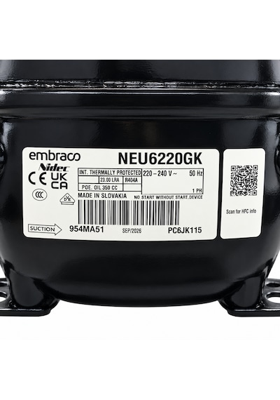 Embraco Neu6220gk Csr 3/4 Hp R404a Hermetik Kompresör 2292 Watt Slovakya Üretimi 1 Adet