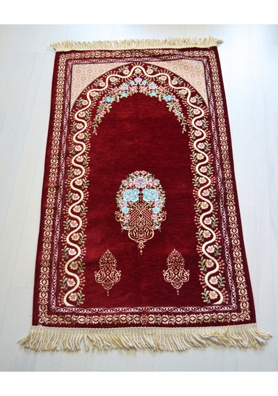 Kadife Astarlı Seccade Ve Kristal Tesbih Bordo Özel Kutulu Lüks Hediyelik Çeyizlik Set Çok Renkli