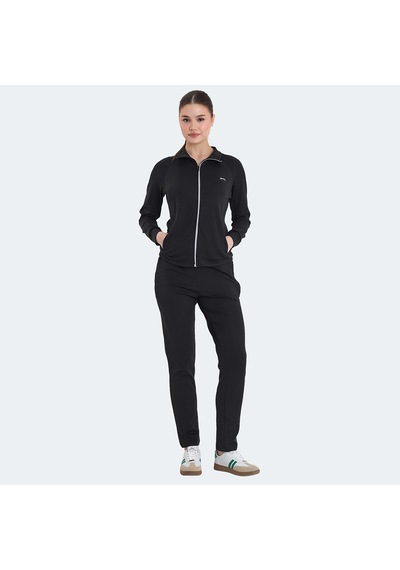 Slazenger REFER Kadın Fermuarlı Dik Yaka Cepli Siyah Eşofman Takımı