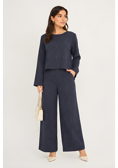 Lili Woman Kadın Midnight Sparkle Taş Detaylı Relax Fit Takım K.1420 Lacivert