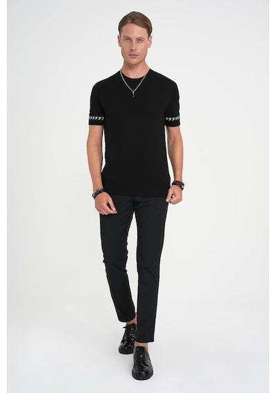 Efor Comfort Fit Bisiklet Yaka Kısa Kollu Siyah Triko Tr 882 Siyah