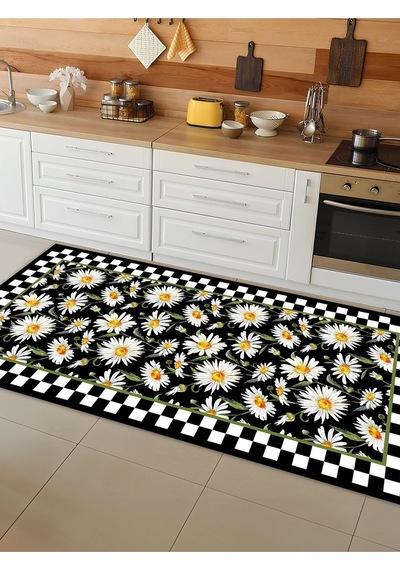 Makinede Yıkanabilir Kaymaz Taban Leke Tutmaz Dijital Baskı Mutfak Halısı 6346m 001