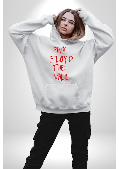 Pink Floyd The Wall Kadın Erkek Beyaz Kapüşonlu Sweatshirt Hoodie Beyaz