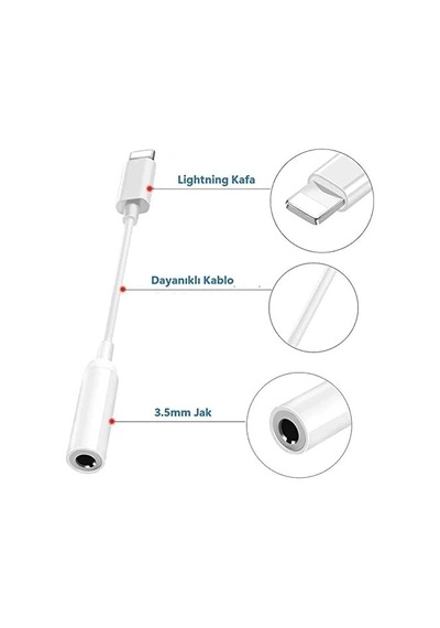 Apple Uyumlu iPhone  Lightning Telefon Kulaklık Çevirici Aux Dönüştürücü Aparat