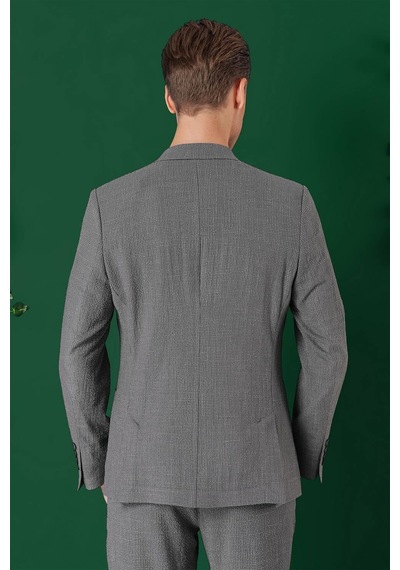 Efor Comfort Fit Torba Cep Pötikare Gofre Kumaş Esnek Casual Füme Ceket C 669 Füme