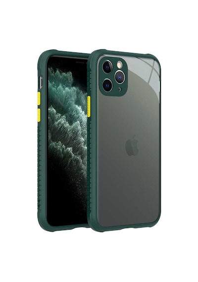 Apple Uyumlu iPhone 11 Pro Kılıf Köşe Ve Kamera Korumalı Arkası Şeffaf Renkli Tuşlu Kapak Kaff