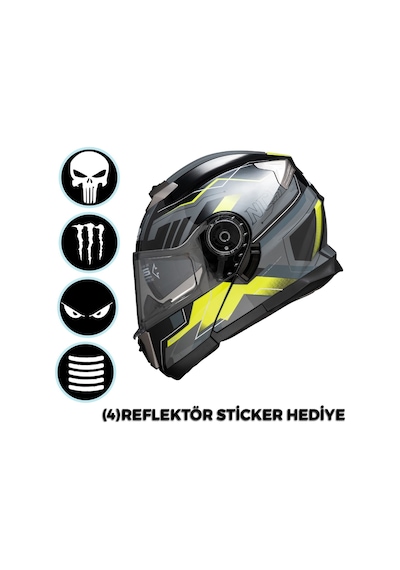 Ncr Stars Çene Açılır Sarı Kask Ece Belgeli Sarı