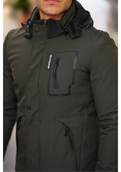 Outdoor Su,soğuk,rüzgar Geçirmez Içi Kürklü Elyaf Dolgulu Softshell Erkek Dağcı,kampcı,kayakcı Montu Haki