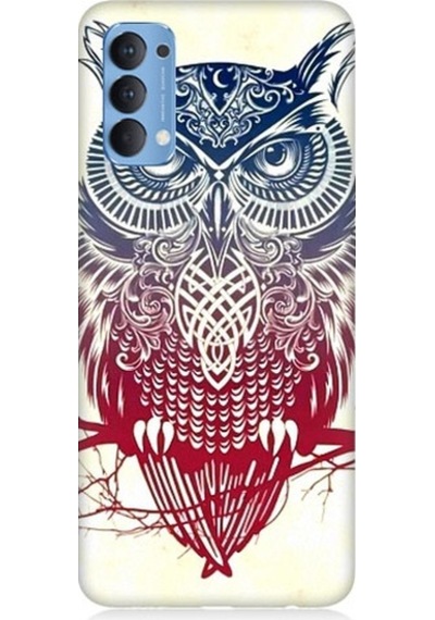 Oppo Reno 4 Uyumlu Mistik Tribal Baykuş Desenli Silikon Kılıf