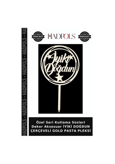Özel Seri Kutlama Süsleri Dekor Aksesuar İyiki Doğdun Çerçeveli Gold Pasta Pleksi Altın