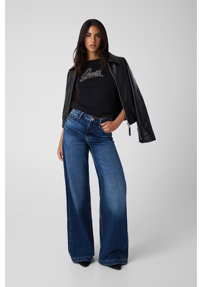 Guess Embro Regular Fit Kadın T-shirt W6bı21k6040 Siyah