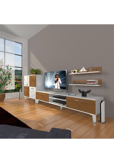 Decoraktiv Eko On Slm Dvd Silver Tv Ünitesi Tv Sehpası Beyaz - Ceviz