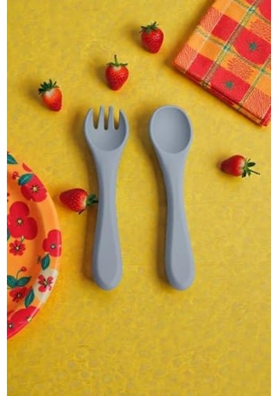 Mavisilikon Bebek Beslenme Seti, Kaşık Ve Çatal, 140mm, 24g Genel
