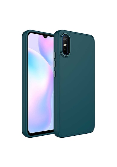 Zore Redmi 9a Kılıf Metal Çerçeve Ve Buton Tasarımlı Silikon Luna Kapak - Laciver Lacivert