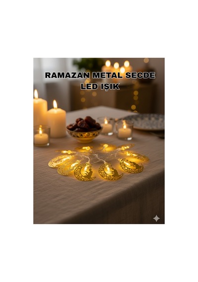 Secde Eden Adam Figürlü Ay Tasarımlı Ramazan Led Işık - Alkglb4780-4429 Renkli