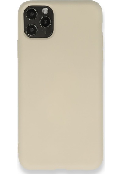 Apple Uyumlu iPhone 11 Pro Max İçi Kadife Kaplı Esnek Silikon Kapak Ryc/ Nano Lansman Bej Gold