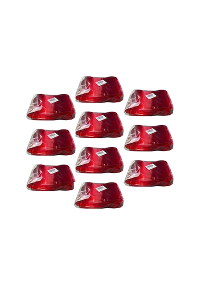 Plastik Şeffaf Kırmızı Sup Kaşık - Tatlı Dondurma Kaşığı - 12.5 Cm. - 50 Adetlik 10 Paket Kırmızı