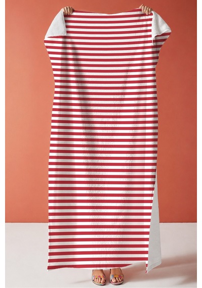 Çizgili Kırmızı Beyaz Marine Plaj Havlusu - Modern Nautical Stil Hızlı Kuruyan Mikrofiber Havlu Çok Renkli