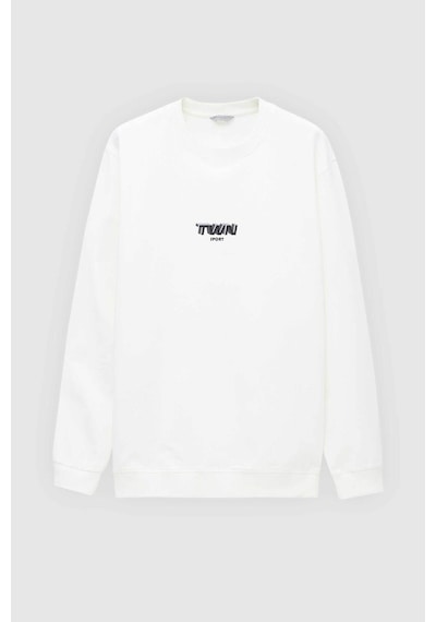 Twn Relaxed Fit Ekru Baskılı Sweatshirt 2ECE25ORT2791 Ekru