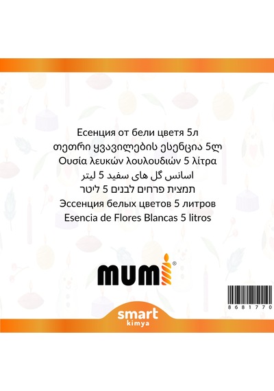 Beyaz Çiçekler Mum Esansı 5 Litre