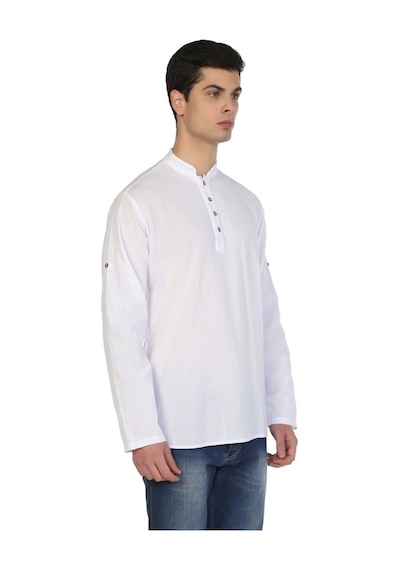 Uzun Kol Şile Bezi Bodrum Erkek T-Shirt Beyaz 9001