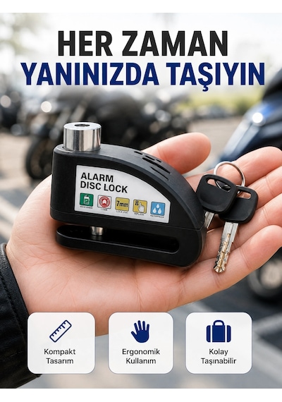 Çelik Gövdeli Alarm Disk Kilidi Motosiklet Ve Bisiklet İçin Güvenlik Yeni Nesil Najmaddin