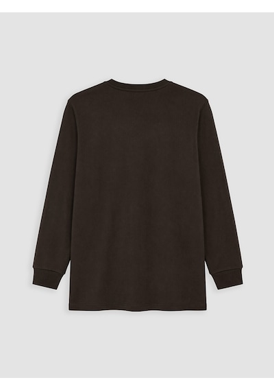 LC Waikiki Lc Waıkıkı Kahverengi Bisiklet Yaka Fırfırlı Kadın Sweatshirt Tunik
