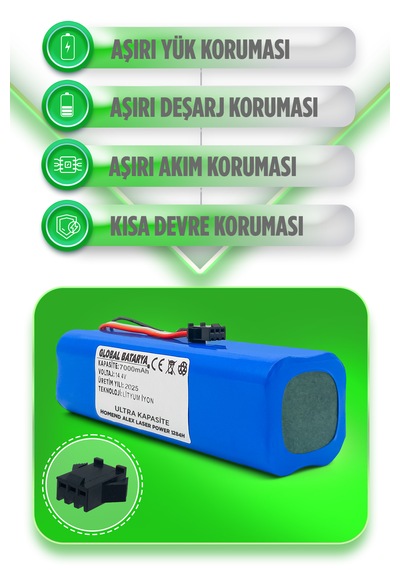 Homend Alex Laser Power 1284h Batarya 7000mah Lityum İyon Pil