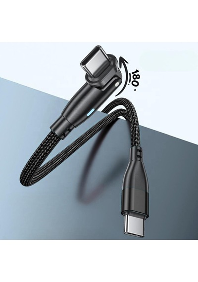 Type C To Type C Hızlı Şarj Data Kablosu Çevirici Dönüştürücü Adaptör 180 Derece 60w 1 Metre 100 Cm