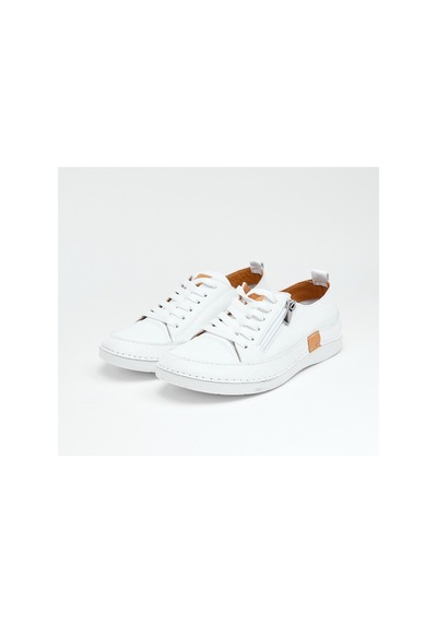 Derinet Günlük Hakiki Deri Kadın Sneaker Beyaz Beyaz