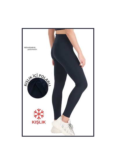 Missmaral Kadın Kışlık Içi Polarlı Yüksek Bel Toparlayıcı Tayt Lacivert Curve High Waist Fleece Winter 1028 Lacivert