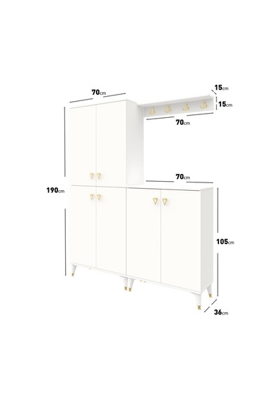 Simple Prt6190 Portmanto Vestiyer Beyaz Gold
