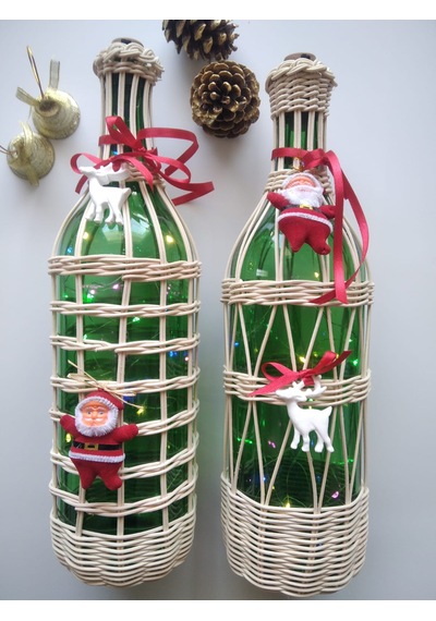 Noel Temalı Işıklı Bambu Şişe
