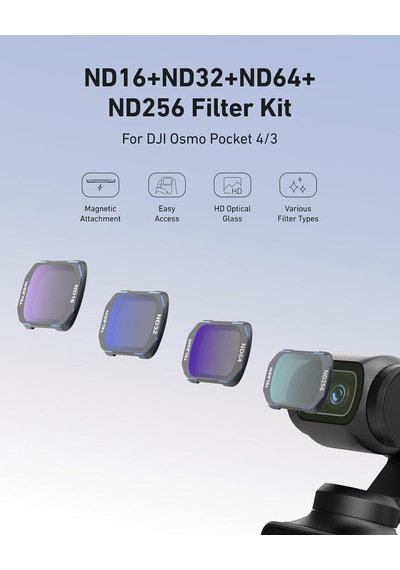 Telesın Nd16/32/64/256 Filtreler, Djı Osmo Pocket 4/3 & Xtra Muse İle Uyumlu Manyetik Sabitlemeli Polarize Nötr Yoğunluk Filtresi