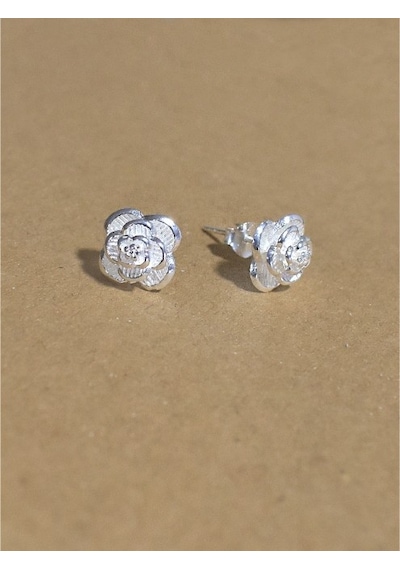 Brezza Lusso Jewelry Gümüş Bayan Küpe Gül Çiçek Bayan Gümüş Küpe