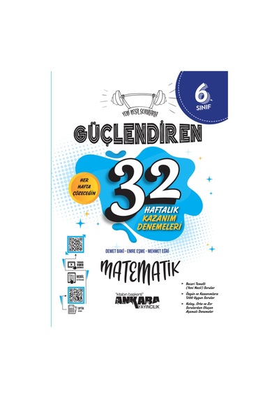 Ankara Yayınları 6. Sınıf Türkçe + Matematik 32 Haftalık Güçlendiren Kazanım Denemesi Seti