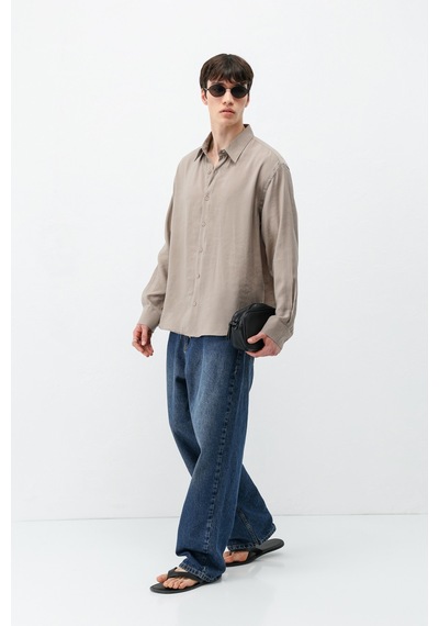 Vamos Modal Kumaş Oversize Gömlek Vizon