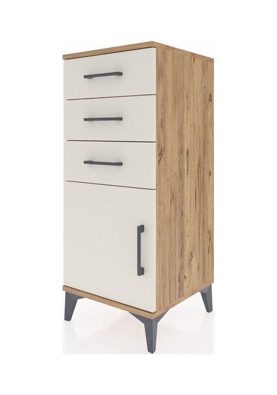 Hyperion Komodin Tek Raflı 3 Çekmeceli Tek Kapaklı 44x44x106 ... Çam